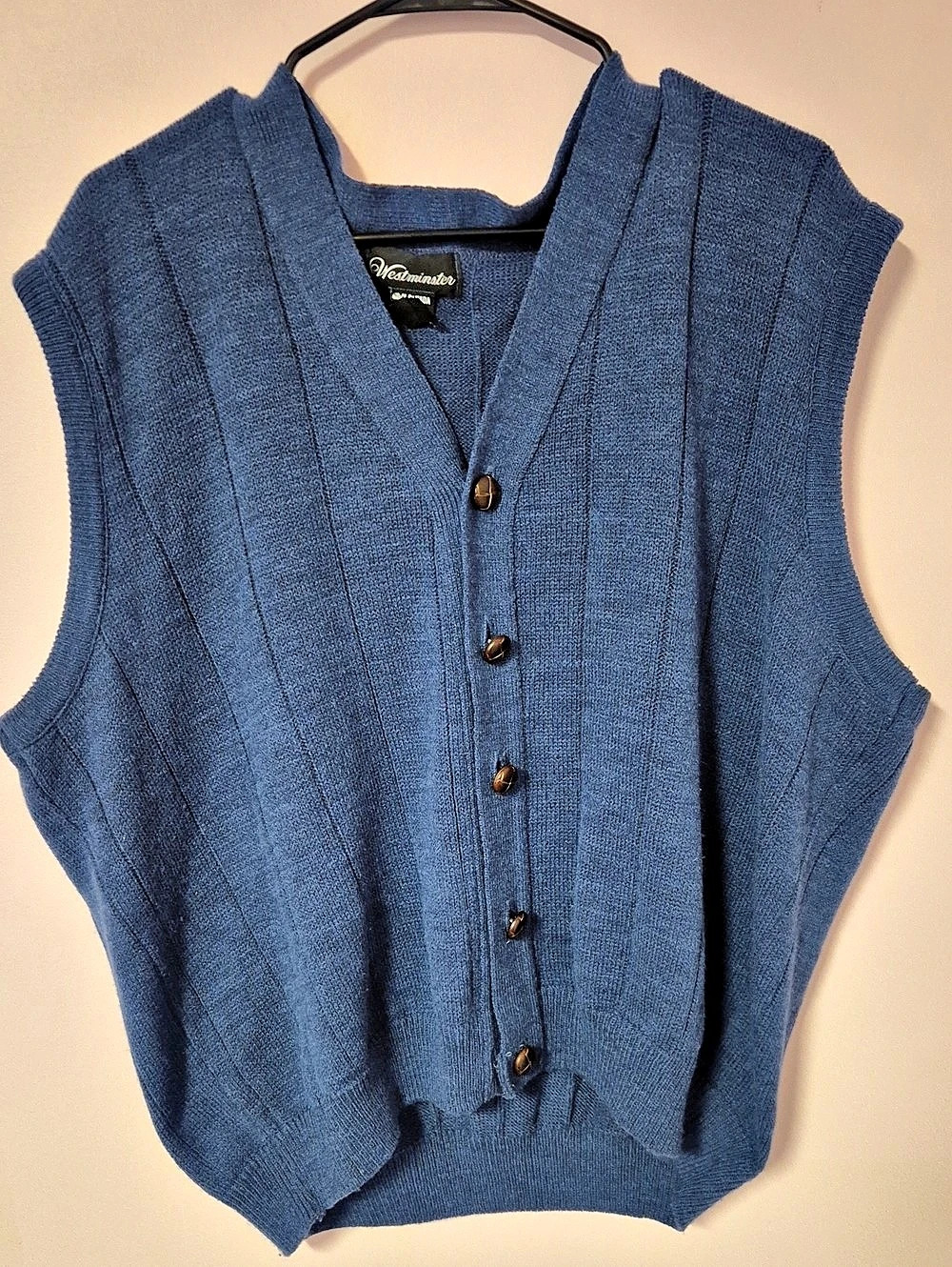 Westminster Wool Blue Button-Front Sweater Vest Size XL NWT